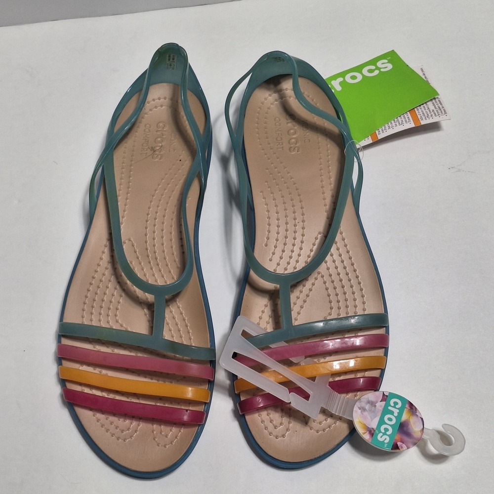 Crocs Isabella Flats Sandals Women 11 Island Strappy Jelly Slip On Huarache Shoe